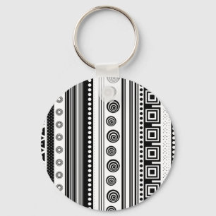 BW decorative aztec texture Keychain