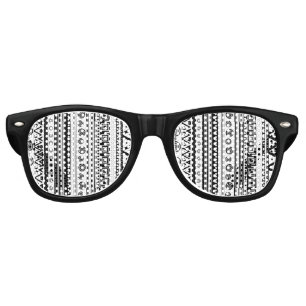 BW decorative aztec texture Retro Sunglasses