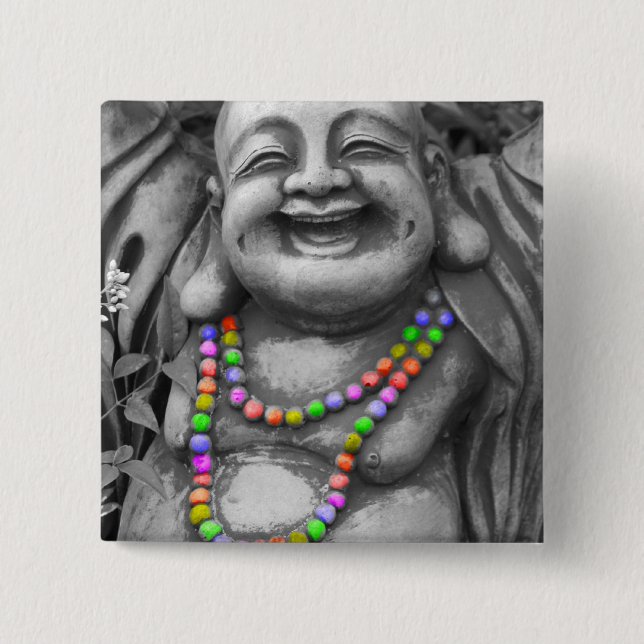 bw gay buddah 2 inch square button (Front)