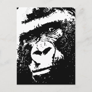 BW Gorilla Face Postcard