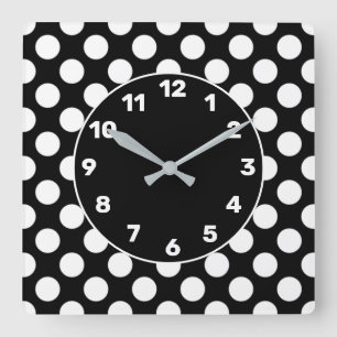 BW Polka Point Carré Horloge murale