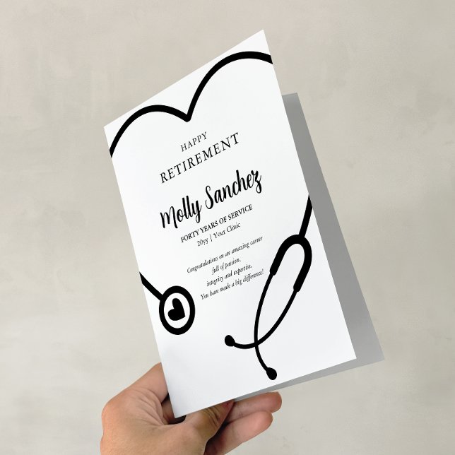 BW Stethoscope Happy Retirement Message Card (BW Stethoscope Happy Retirement Message Card)