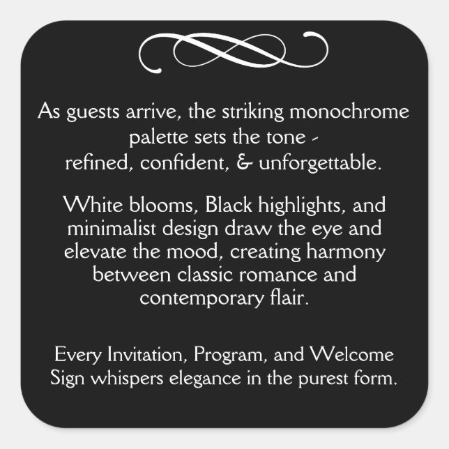 BW Welcome Square Sticker (Front)