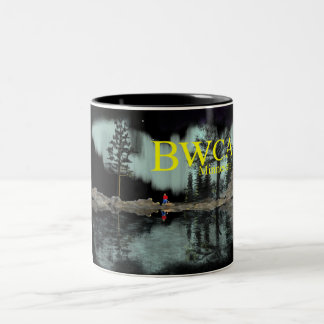BWCA Minnesota Aurora campfire Two-Tone Coffee Mug
