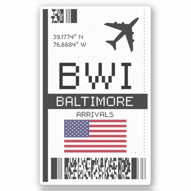 BWI Baltimore, Maryland Boarding Pass - Airport (Front)