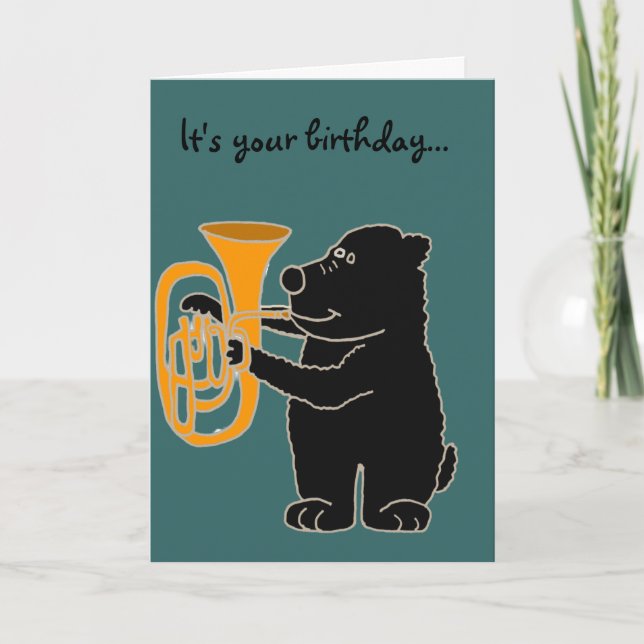 BX- Black Bear Playing Tuba Card (Front)