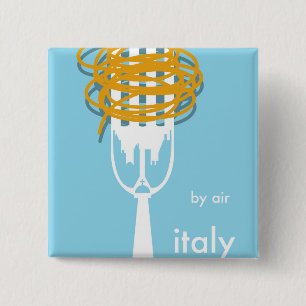 by air Italy vintage style travel poster. 2 Inch Square Button
