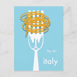 by air Italy vintage style travel poster. Postcard