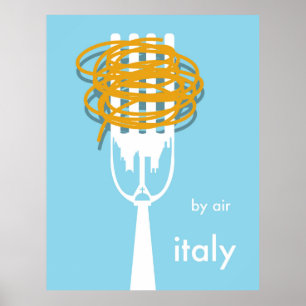 by air Italy vintage style travel poster. Poster