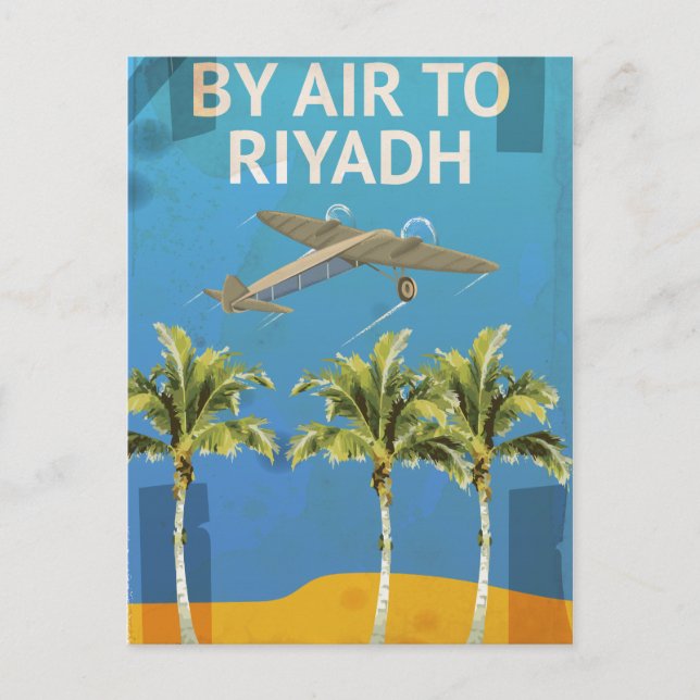 By Air To Riyadh Vintage Travel poster Postcard (Front)