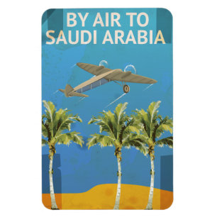 By Air To Saudi Arabia Vintage Travel poster Magnet