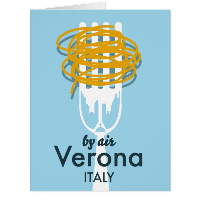 By Air Verona Italy retro travel poster. (Front)