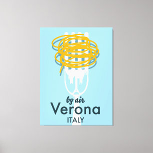 By Air Verona Italy retro travel poster. Canvas Print