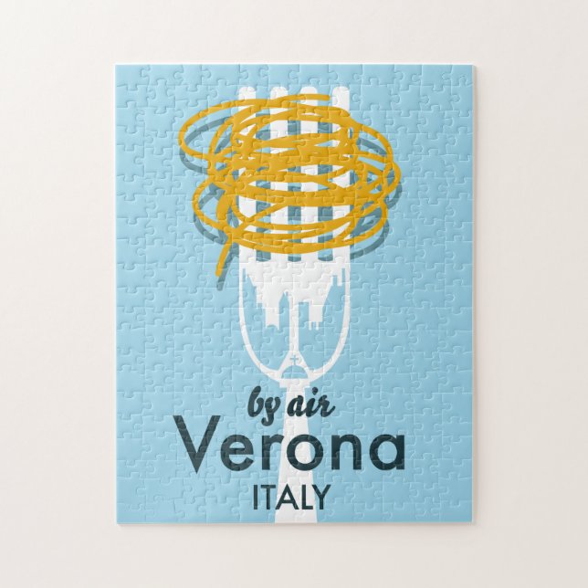 By Air Verona Italy retro travel poster. Jigsaw Puzzle (Vertical)