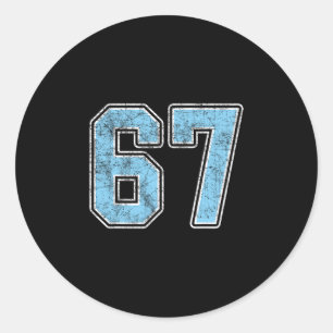 By Blue 67 Six Seven Meme Classic Round Sticker