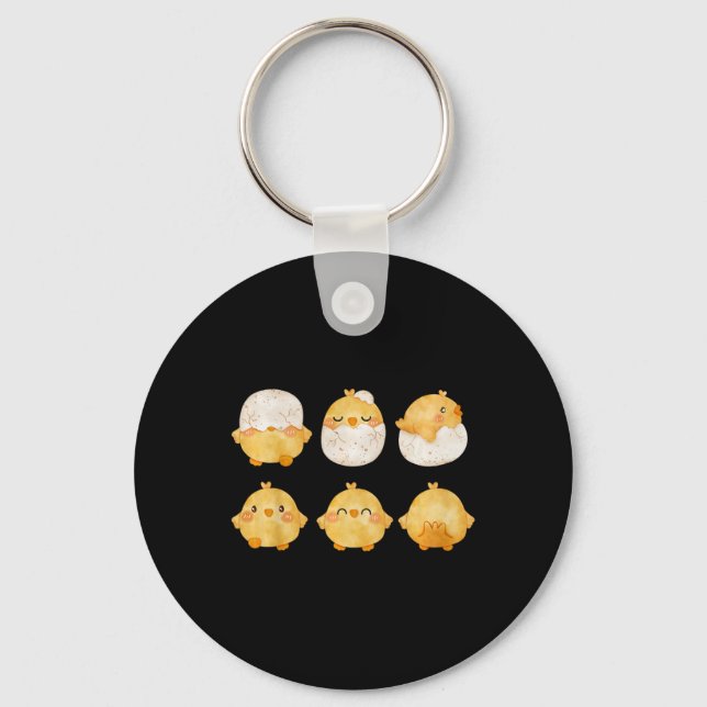 By Chicks Hatching From Eggs Cute Little Chickens  Keychain (Front)