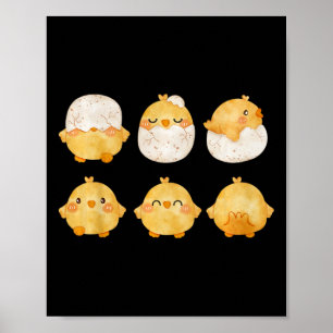 By Chicks Hatching From Eggs Cute Little Chickens Poster
