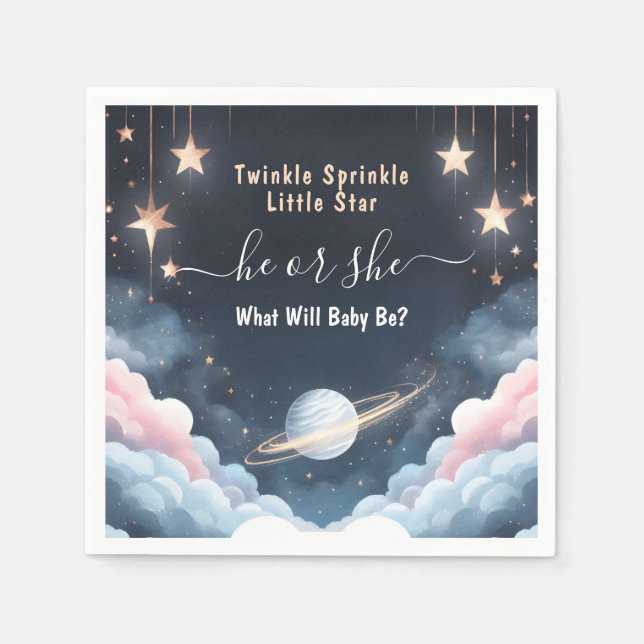 By Cloud Twinkle Twinkle Little Star Gender Reveal Napkin (Front)