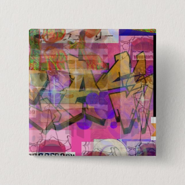 By Deception League "Neo-Graffiti" 2 Inch Square Button (Front)