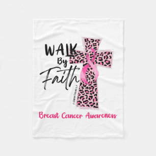 By Faith Breast Cancer Awareness Christian Jesus W Fleece Blanket