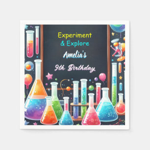 By Fun Lab Kids Geek Nerd Mad Science 9th Birthday Napkin