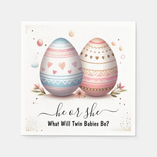 By Games Oh Baby Joint Dual Two Twin Gender Reveal Napkin (Front)