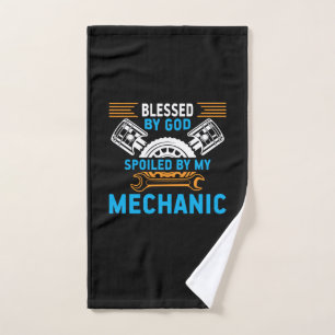 By God By Mechanic Hand Towel