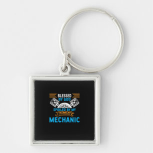 By God By Mechanic Keychain