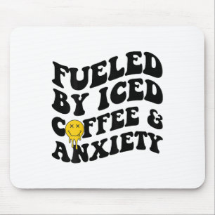 By Iced Coffee And Anxiety Mental Health On Back  Mouse Pad