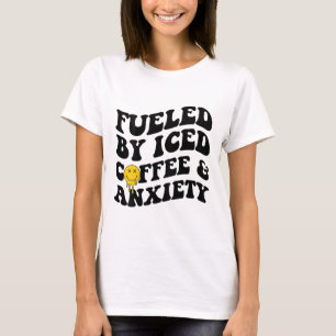 By Iced Coffee And Anxiety Mental Health On Back  T-Shirt