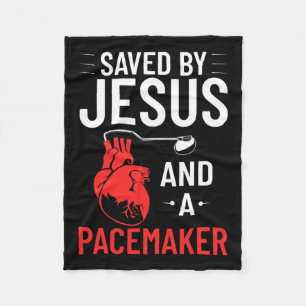 By Jesus And A Pacemaker Heart Disease Awareness Fleece Blanket