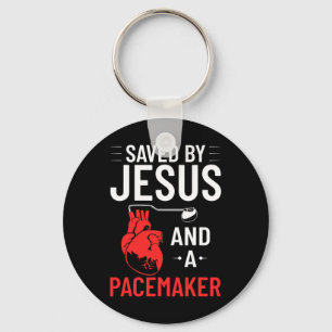 By Jesus And A Pacemaker Heart Disease Awareness  Keychain