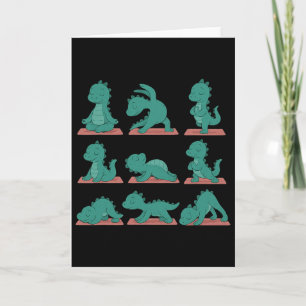 By Loch Ness Monster Doing Yoga Vegan Kawaii Card