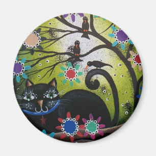 By Lori Everett_ Day Of The Dead,Mexican,Black Cat Magnet