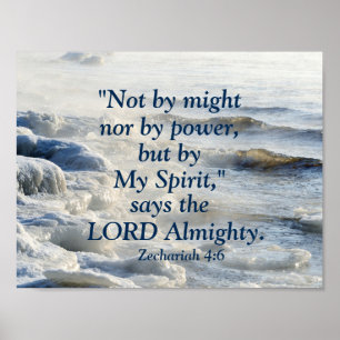 By My Spirit, Scripture Ocean Waves Poster