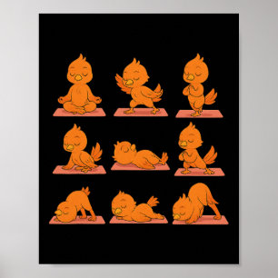 By Phoenix Doing Yoga Vegan Kawaii Zen Poster