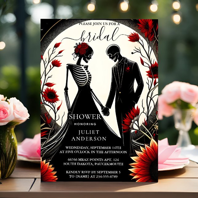 By Ruby Claret White Heart Red Black Bridal Shower Invitation (Creator Uploaded)