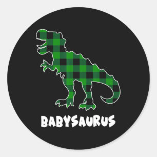 By Saurus T-rex Dinosaurs Plaid St Patricks Day  Classic Round Sticker