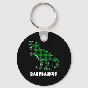By Saurus T-rex Dinosaurs Plaid St Patricks Day  Keychain