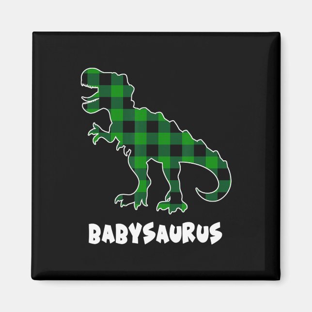 By Saurus T-rex Dinosaurs Plaid St Patricks Day  Magnet (Front)