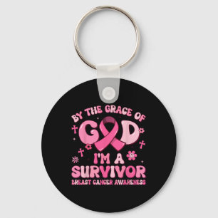 By The Grace God Im A Survivor Breast Cancer Survi Keychain