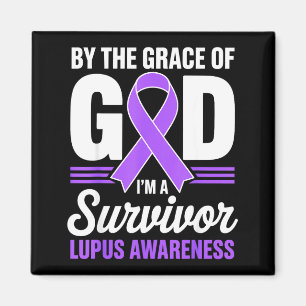 By the grace of god a survivor lupus awareness magnet