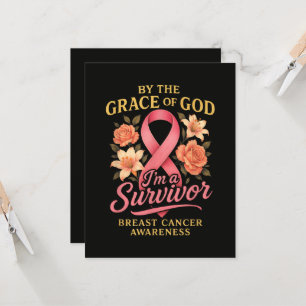 By The Grace Of God Breast Cancer Survivor Faith Invitation