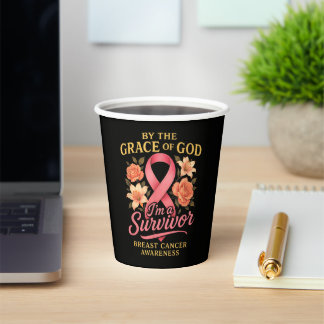 By The Grace Of God Breast Cancer Survivor Faith Paper Cups