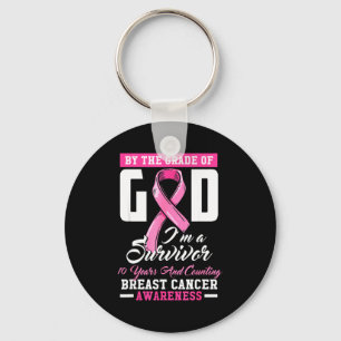 By The Grace Of God Survivor 10 Year Breast Cancer Keychain