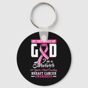 By The Grace Of God Survivor 29 Year Breast Cancer Keychain