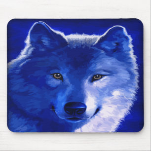 By The Light of the Moon Blue Wolf Mousepad