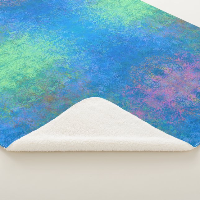 By the Sea Alcohol Ink, Abstract Acrylic Pour Sherpa Blanket (3/4)