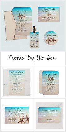 "By the Sea" Beach Wedding Invitation Set