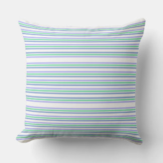 By The Sea Blue Green Striped Pillow